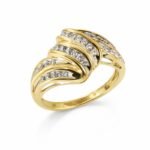 Yellow Gold Diamond Wave Crossover Ring