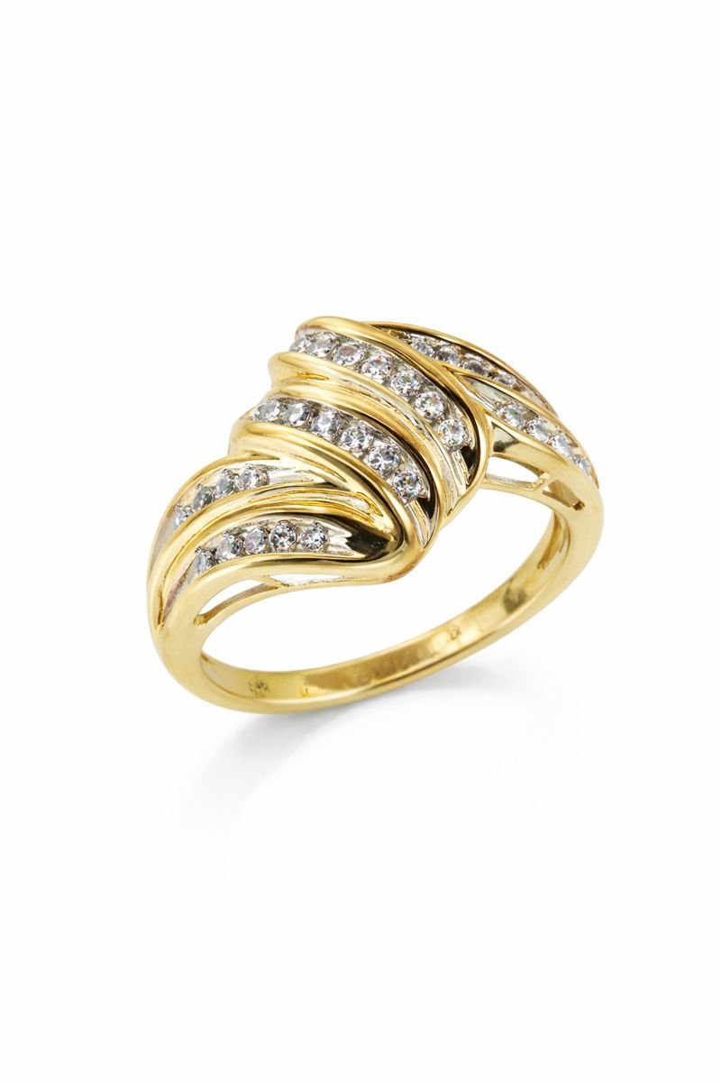 Yellow Gold Diamond Wave Crossover Ring