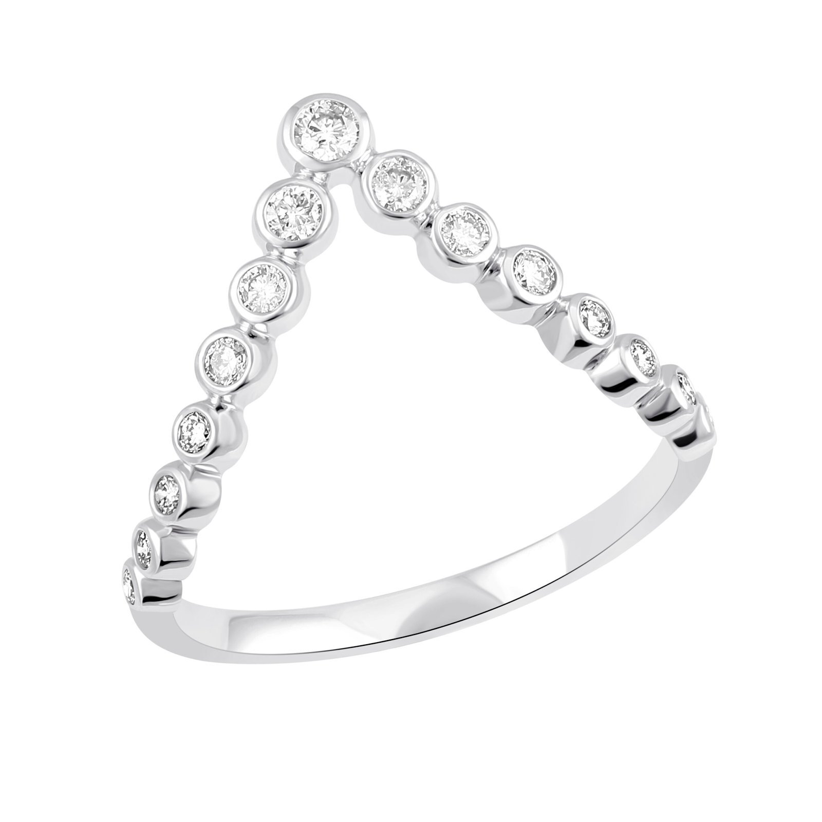 Curved Bezel-Set Diamond V-Band Ring