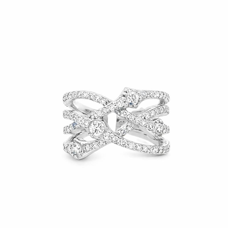 Multi-Row Pavé Crisscross Diamond Wrap Ring