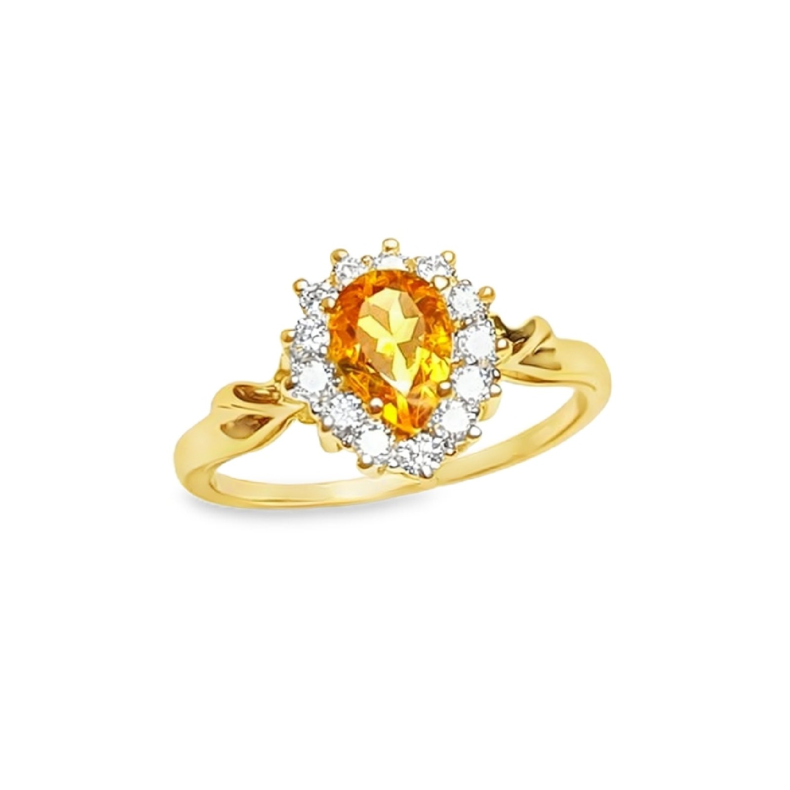 Pear-Cut Gemstone Halo Fashion Ring with Diamond Accents