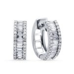 Baguette & Pavé Diamond Huggies Earrings