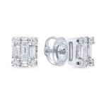 Emerald-Cut Diamond Cluster Stud Earrings