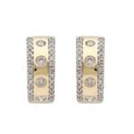 Two-Tone Diamond Huggie Hoop Earrings