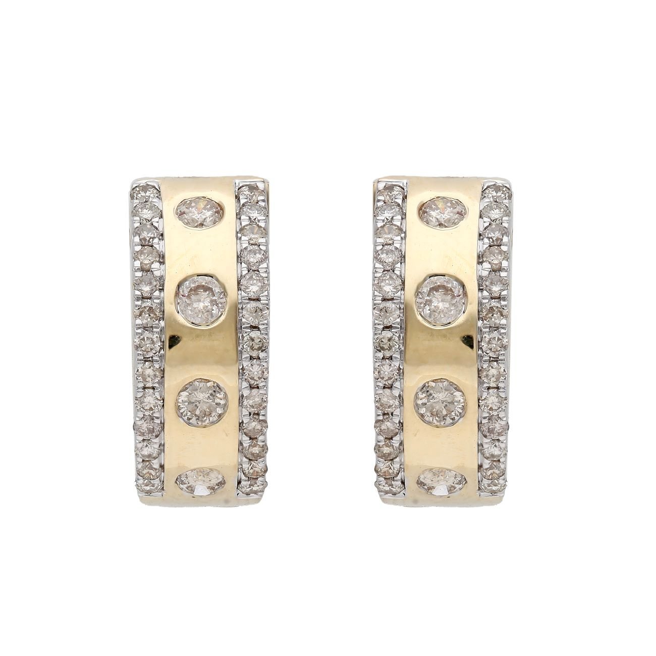 Two-Tone Diamond Huggie Hoop Earrings