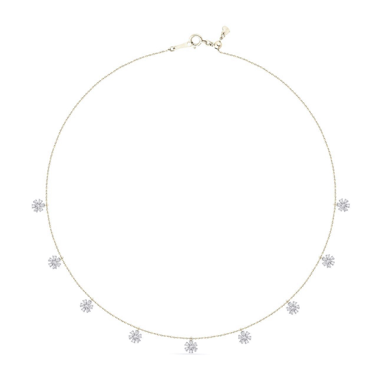 Diamond Floral Station Necklace