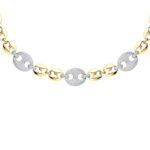 Two-Tone Pavé Disc Link Necklace