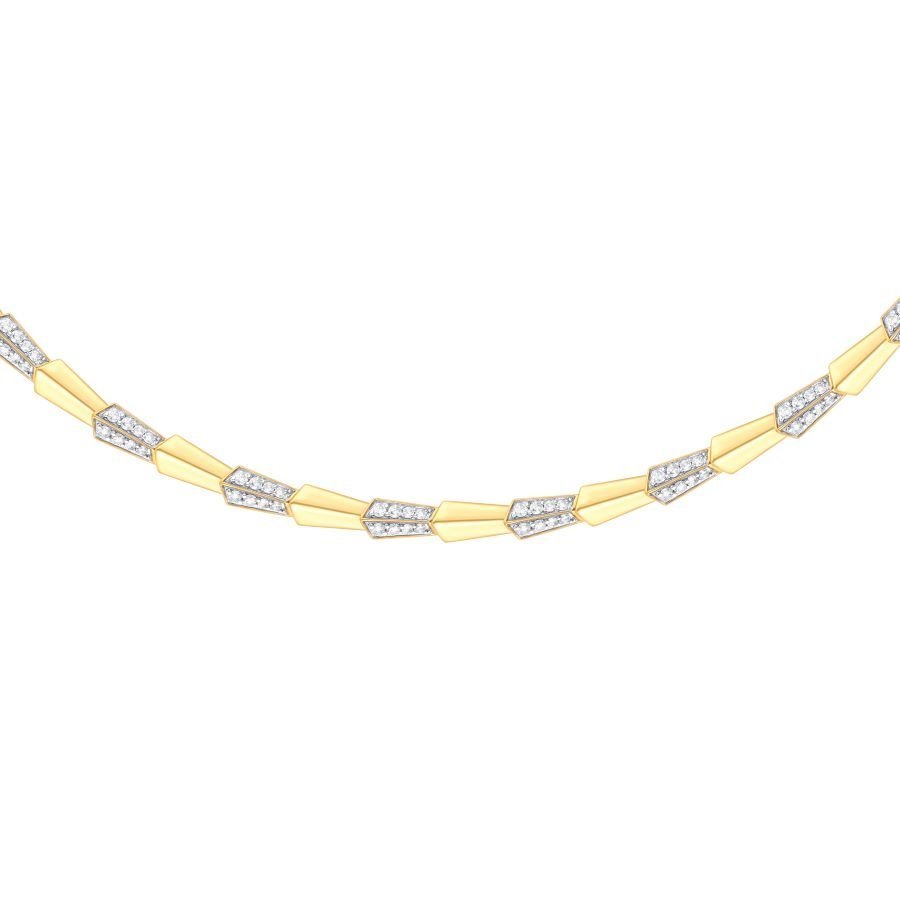 Two-Tone Diamond Bar Link Necklace