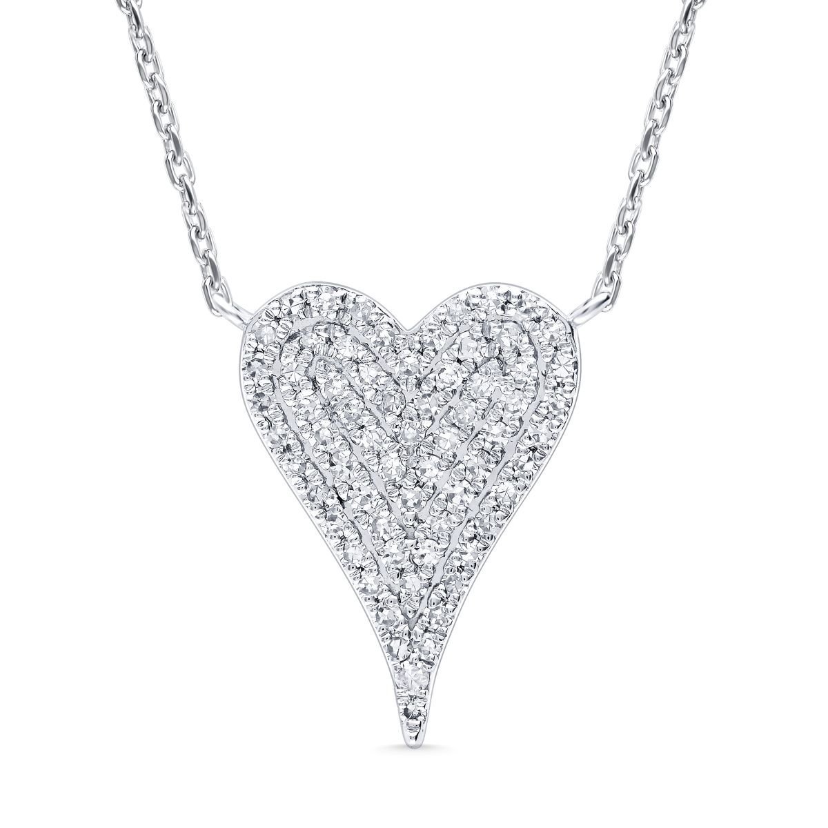 Diamond Pavé Elongated Heart Necklace