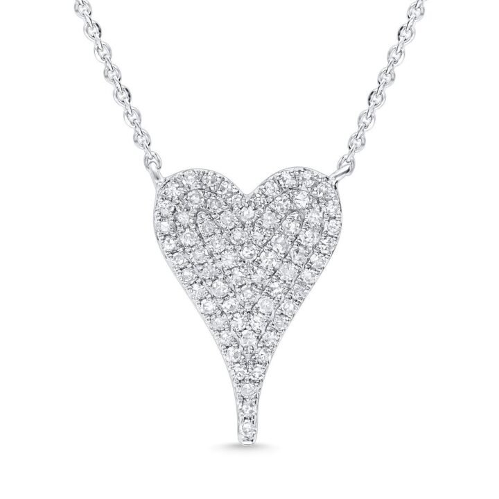 Pavé Diamond Tapered Heart Pendant Necklace