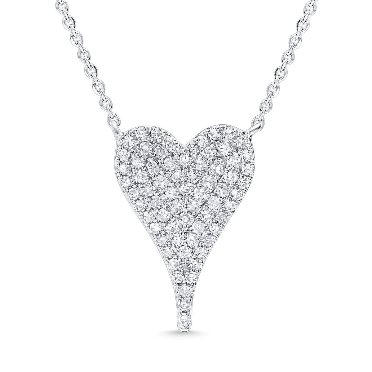 Pavé Diamond Tapered Heart Pendant Necklace