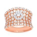 Rose Gold Diamond Multi-Row Statement Ring