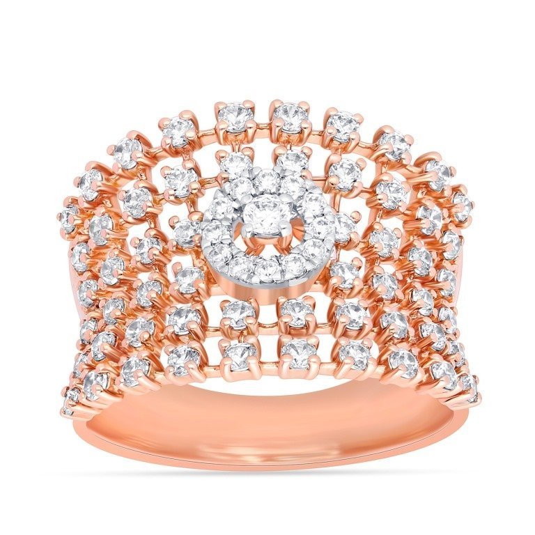 Rose Gold Diamond Multi-Row Statement Ring