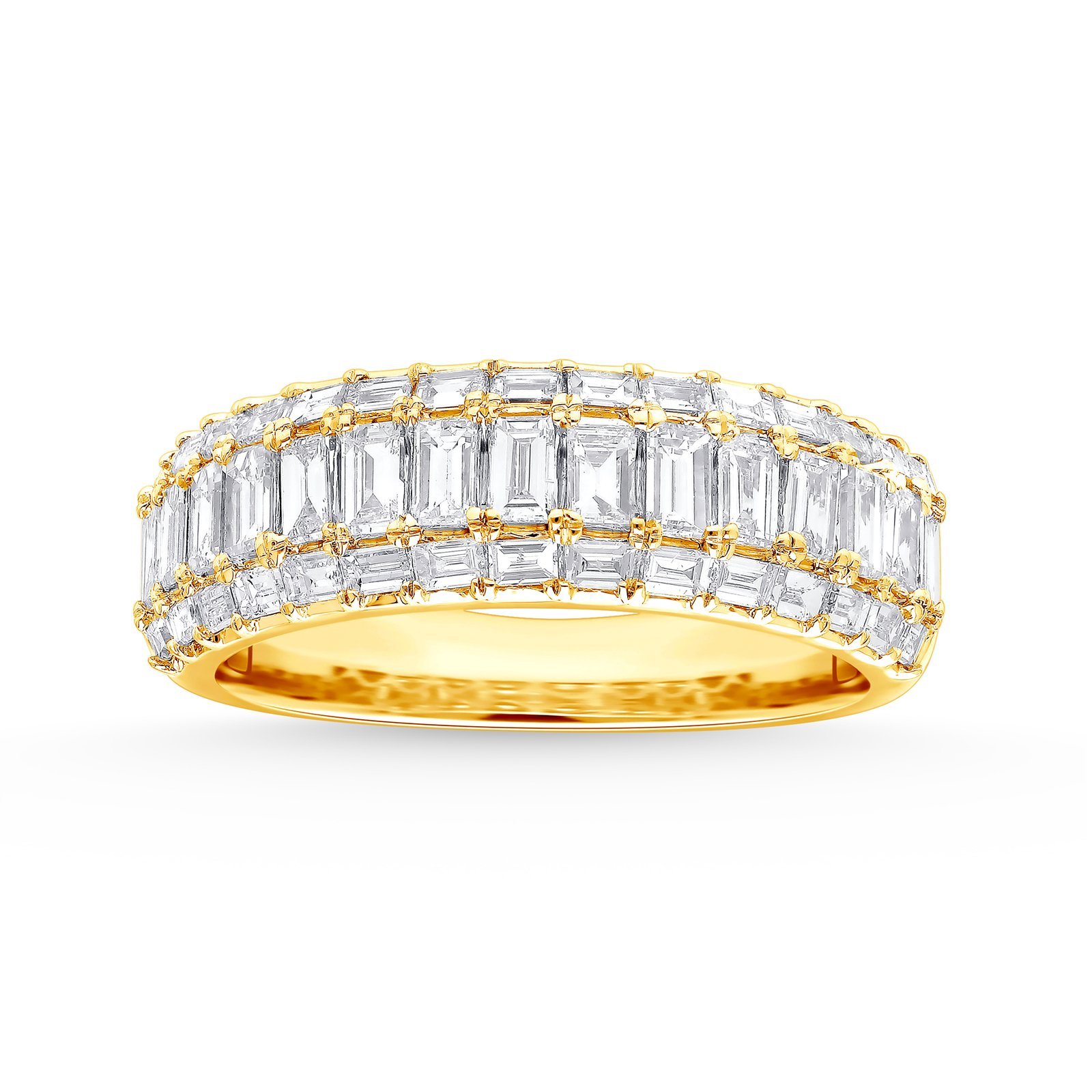 Yellow Gold Baguette & Round Diamond Eternity Band