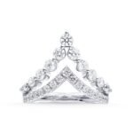 White Gold Diamond Chevron Crown Ring