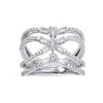 White Gold Diamond Crisscross Statement Ring