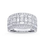 Multi-Row Diamond Statement Ring with Baguette Accents