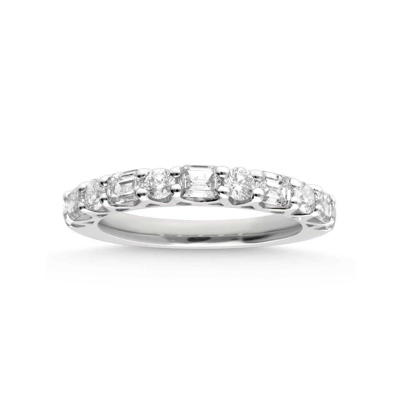 White Gold Emerald-Cut Diamond Half Eternity Band