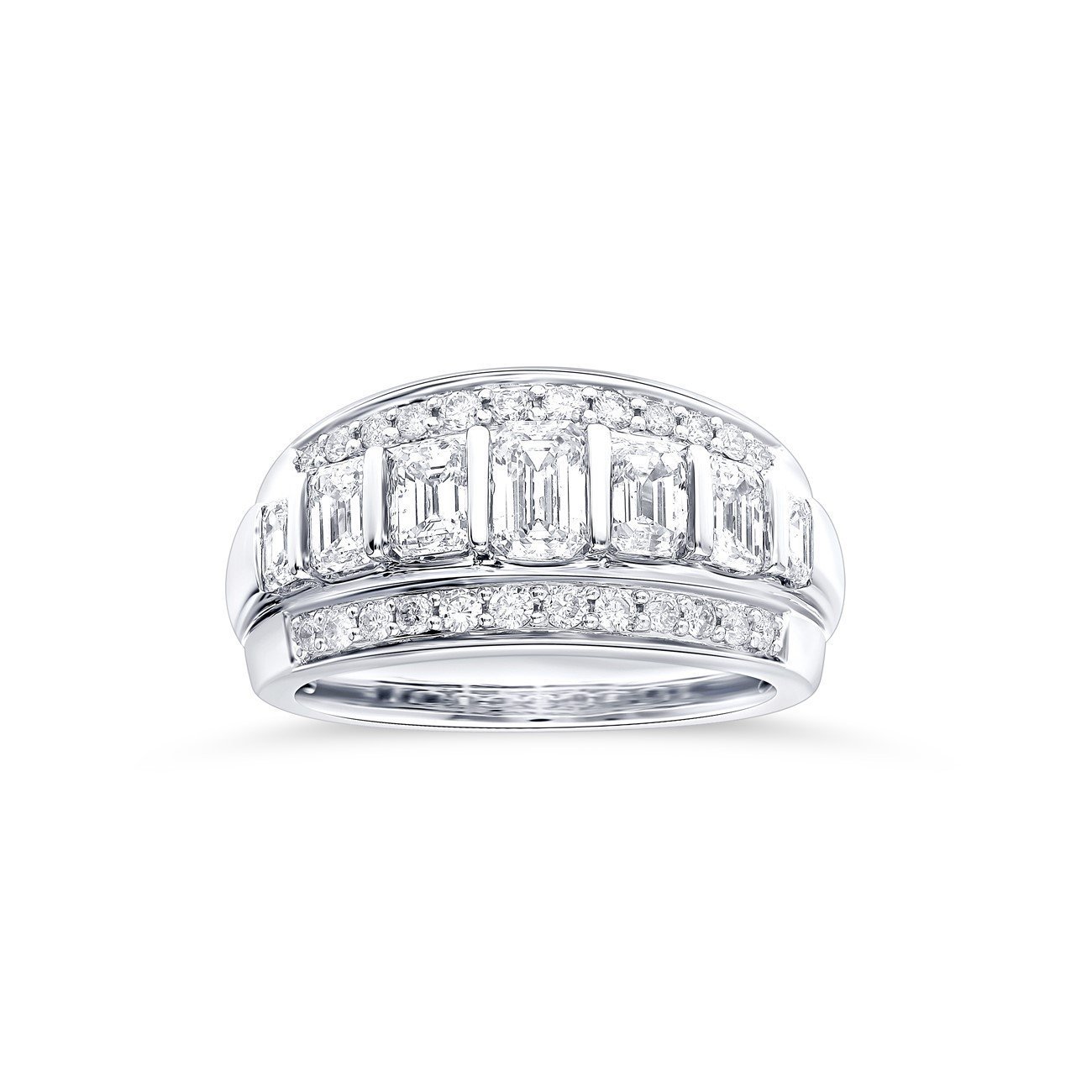 White Gold Baguette & Round Diamond Wedding Band