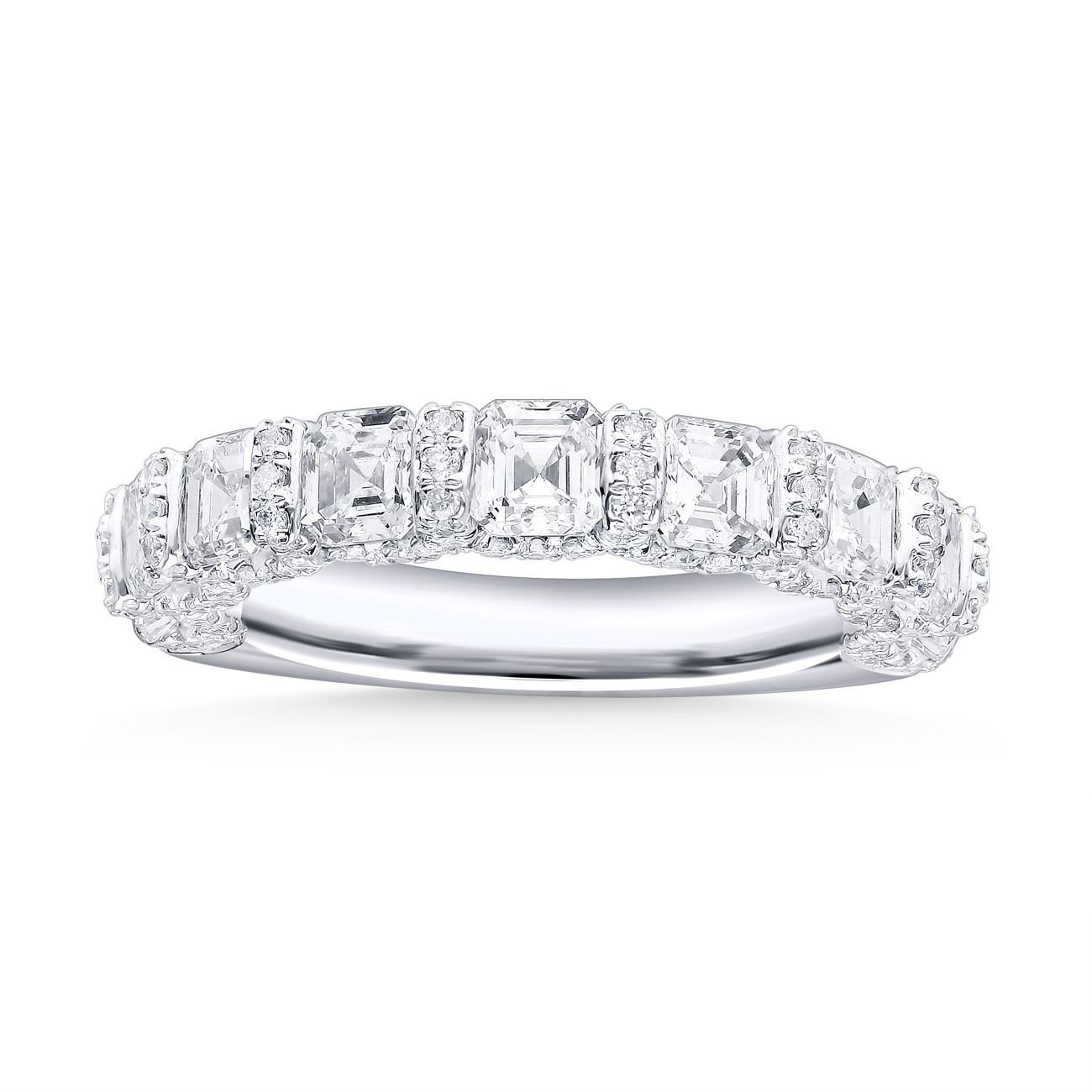 White Gold Emerald-Cut Diamond Eternity Band