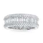 White Gold Emerald-Cut & Round Diamond Eternity Band