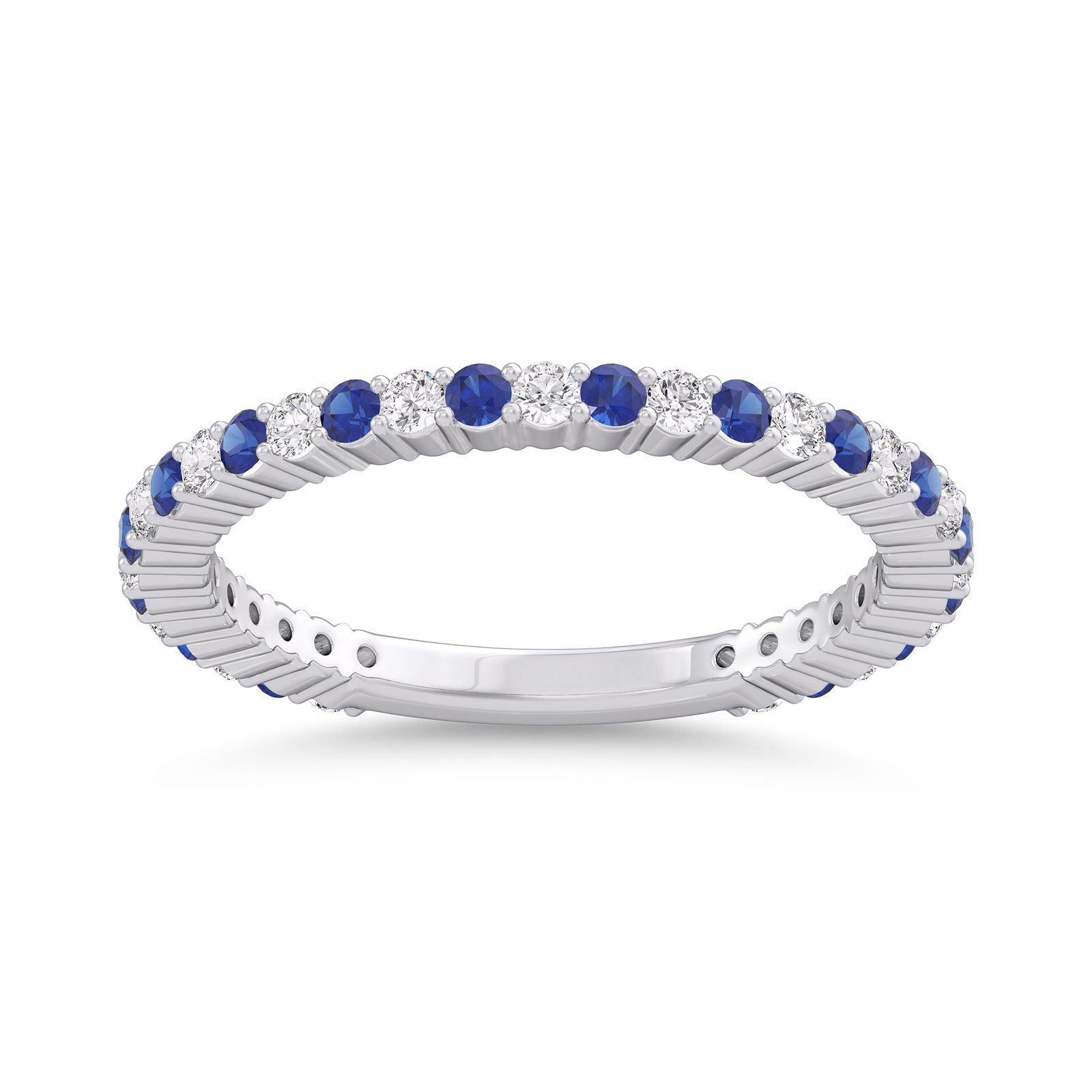 Gemstone & Diamond Alternating Eternity Band
