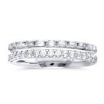 White Gold Diamond Wedding Band with Baguette & Round Rows