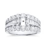 Semi Mount Wedding Band with Baguette & Round Accents