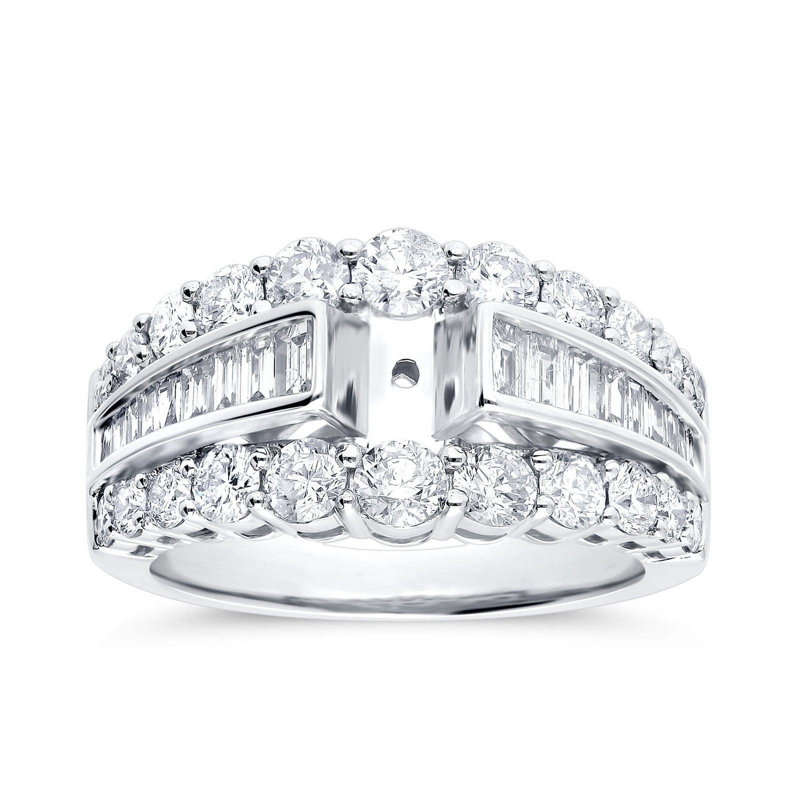 Semi Mount Wedding Band with Baguette & Round Accents