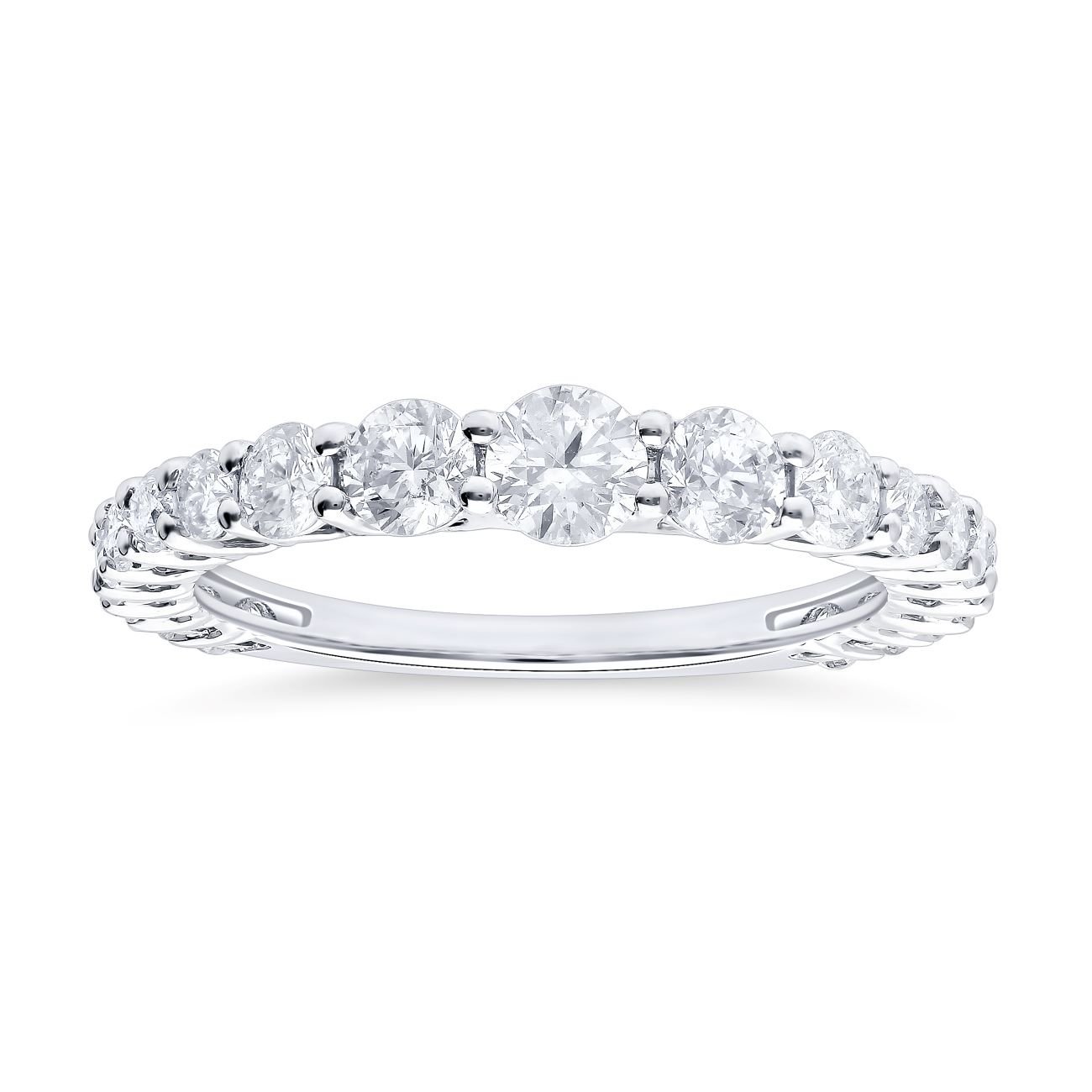 White Gold Graduating Round Diamond Eternity Band