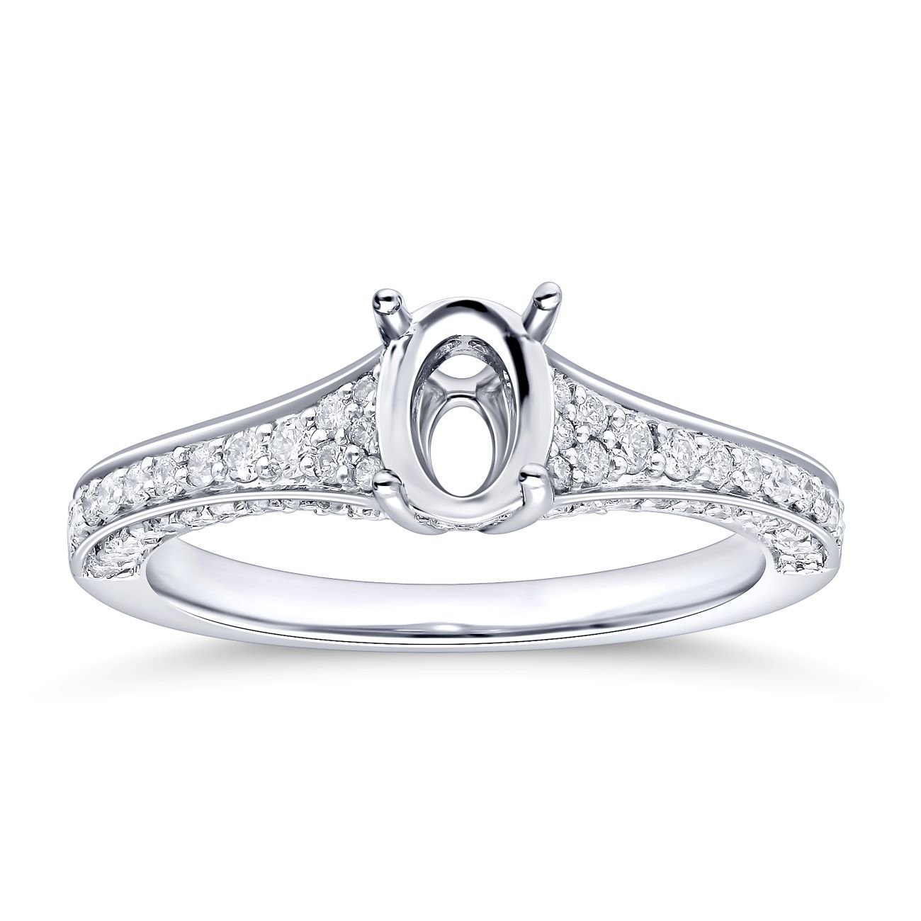 White Gold Oval Diamond Semi-Mount Engagement Ring
