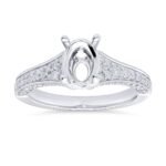 Oval Semi-Mount Engagement Ring with Pavé Shank