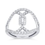 Geometric Diamond Halo Openwork Ring