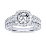 White Gold Diamond Halo Semi-Mount Engagement Ring