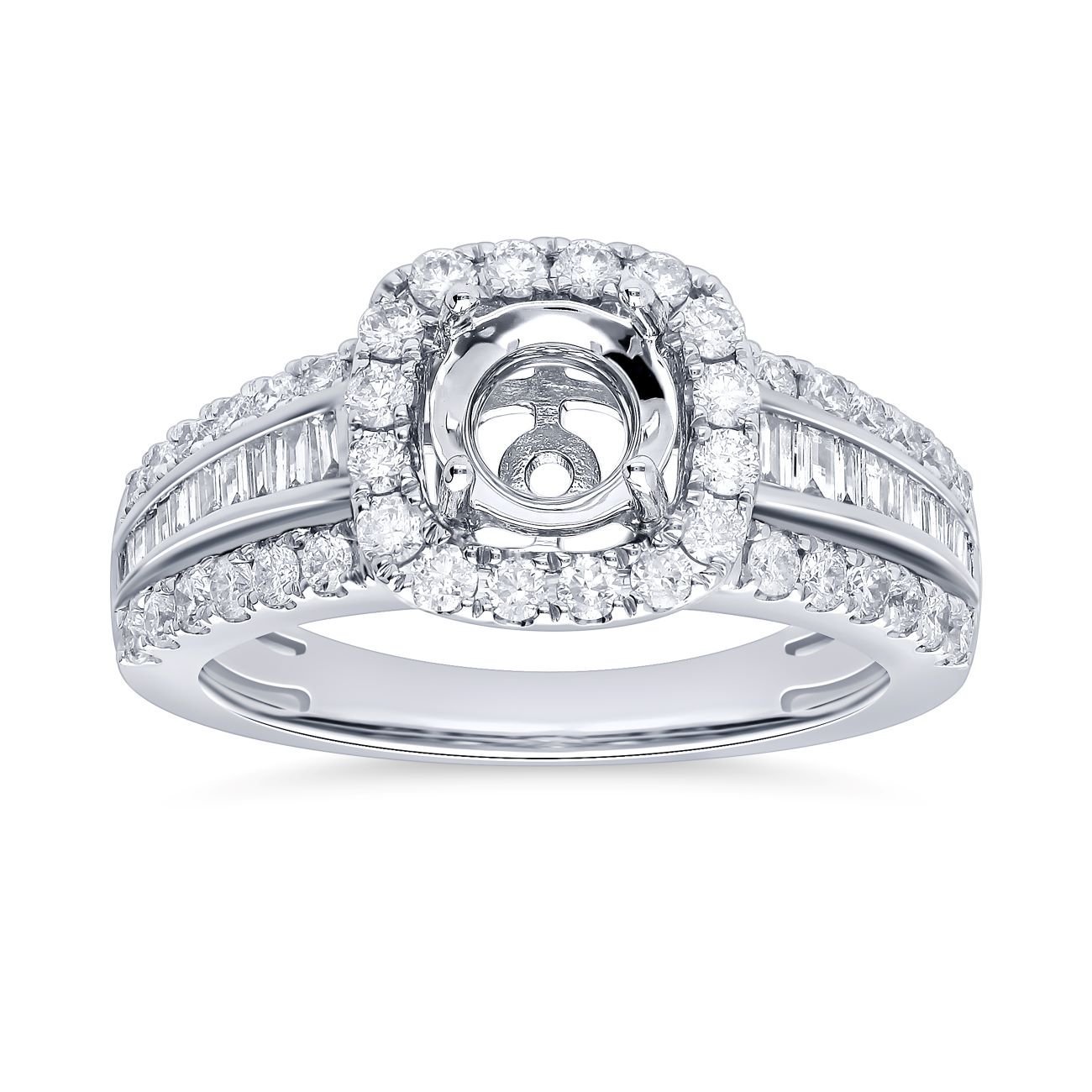 White Gold Diamond Halo Semi-Mount Engagement Ring
