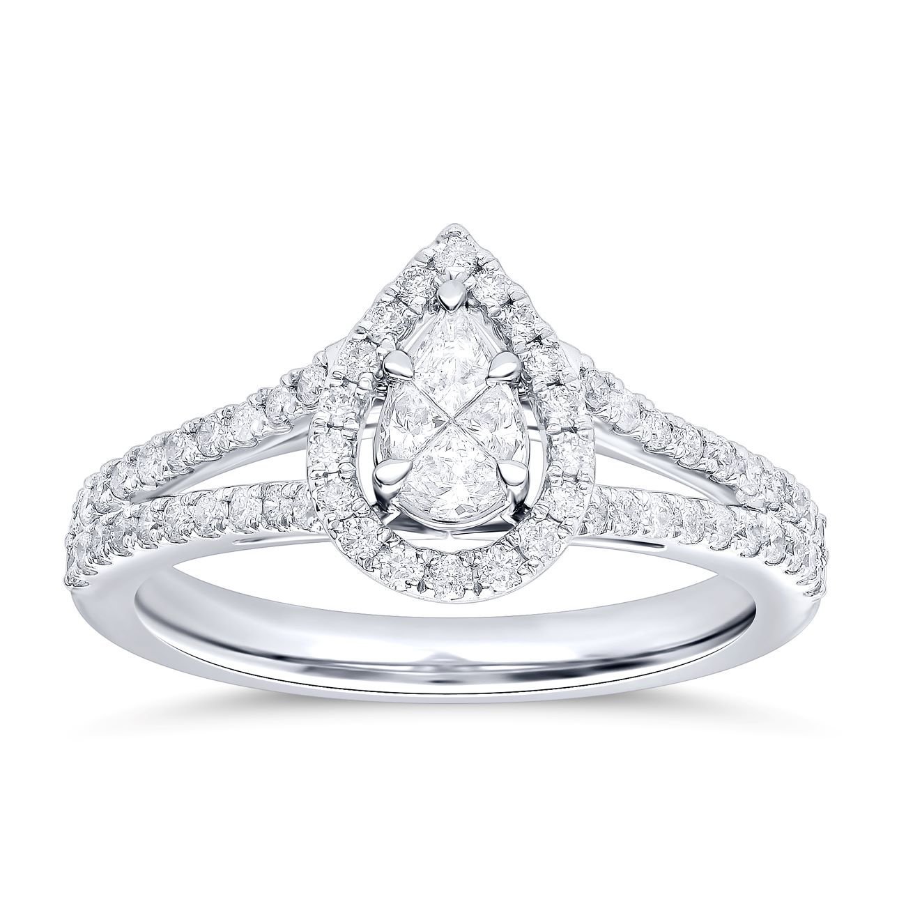 Pear-Shaped Diamond Halo Engagement Ring