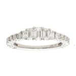 Graduated Emerald-Cut & Round Diamond Half Eternity Band