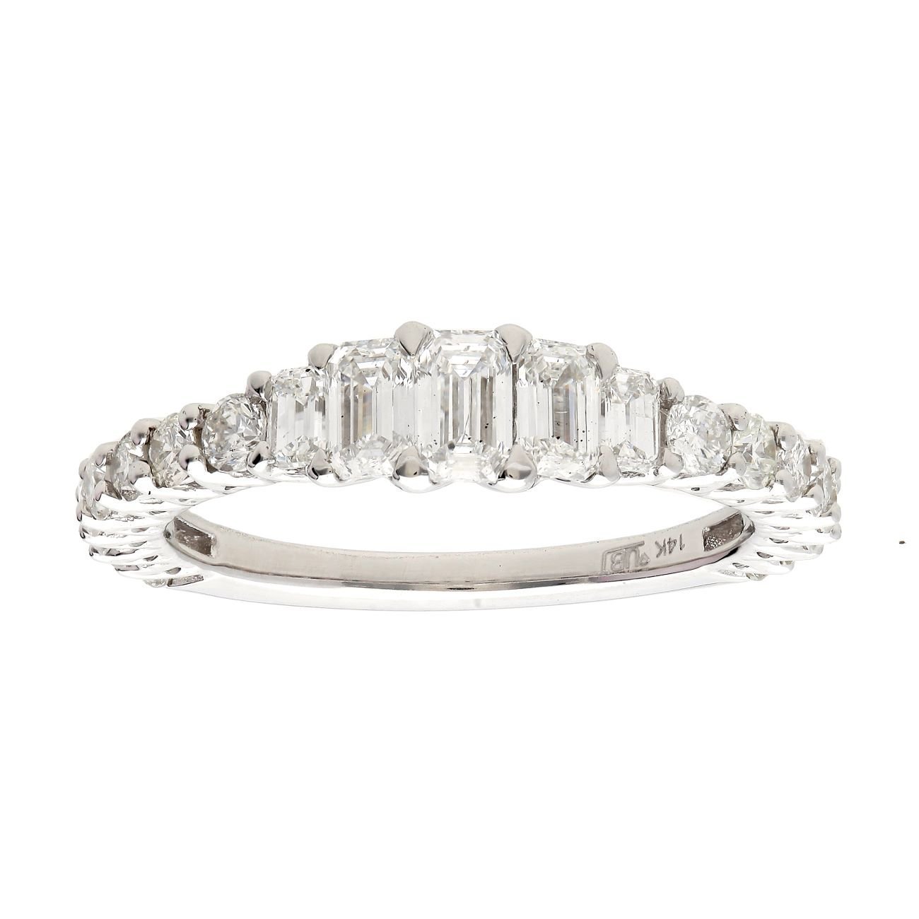 Graduated Emerald-Cut & Round Diamond Half Eternity Band