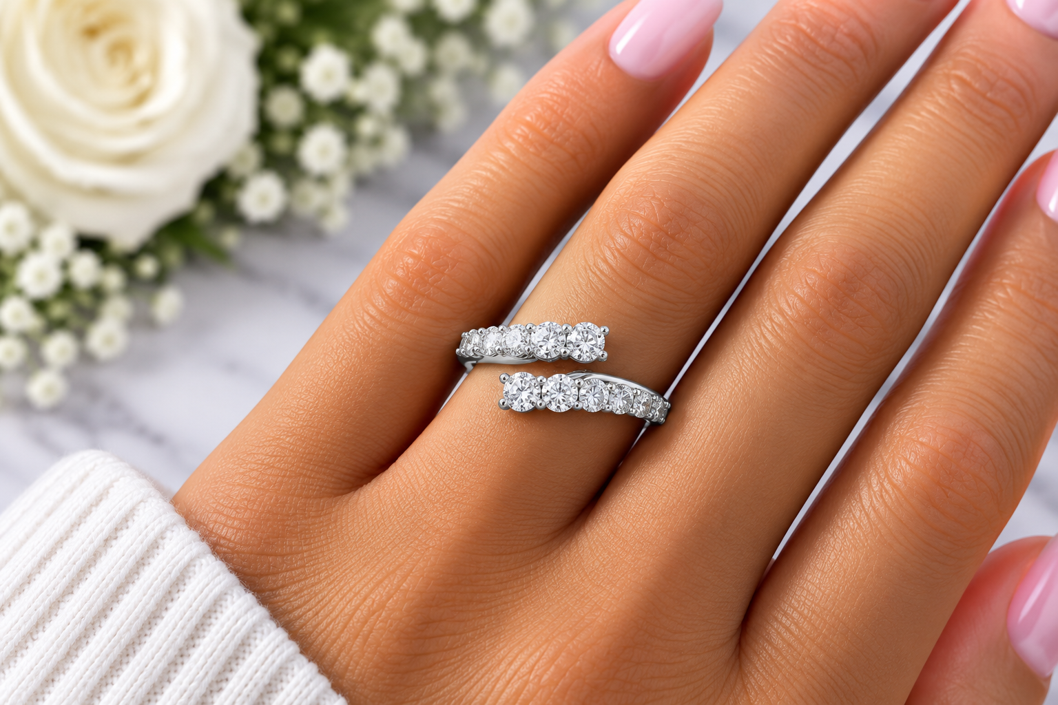 Diamond Bypass Fashion Wrap Ring - Image 2