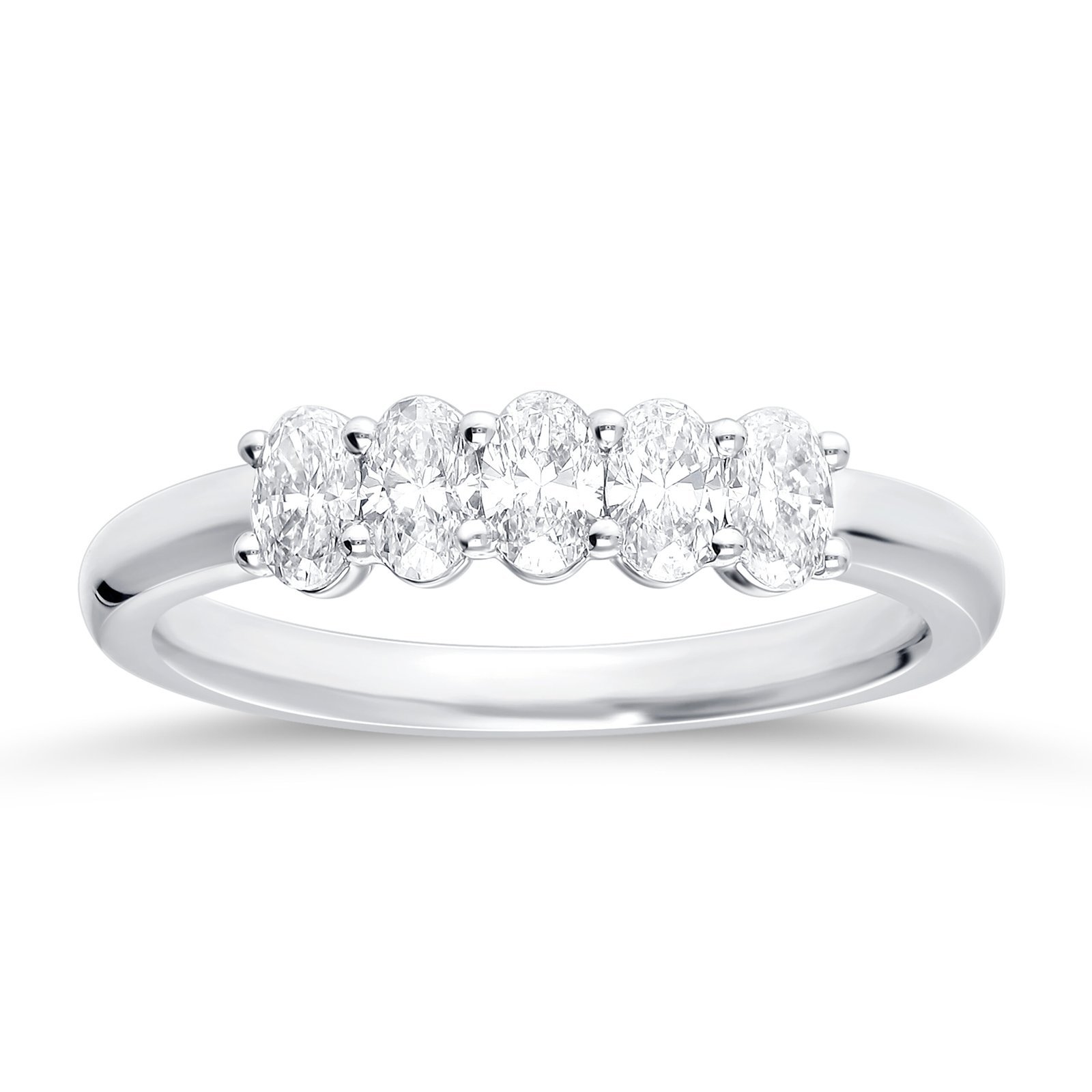 Shared Prong Oval Diamond Five-Stone Anniversary Ring