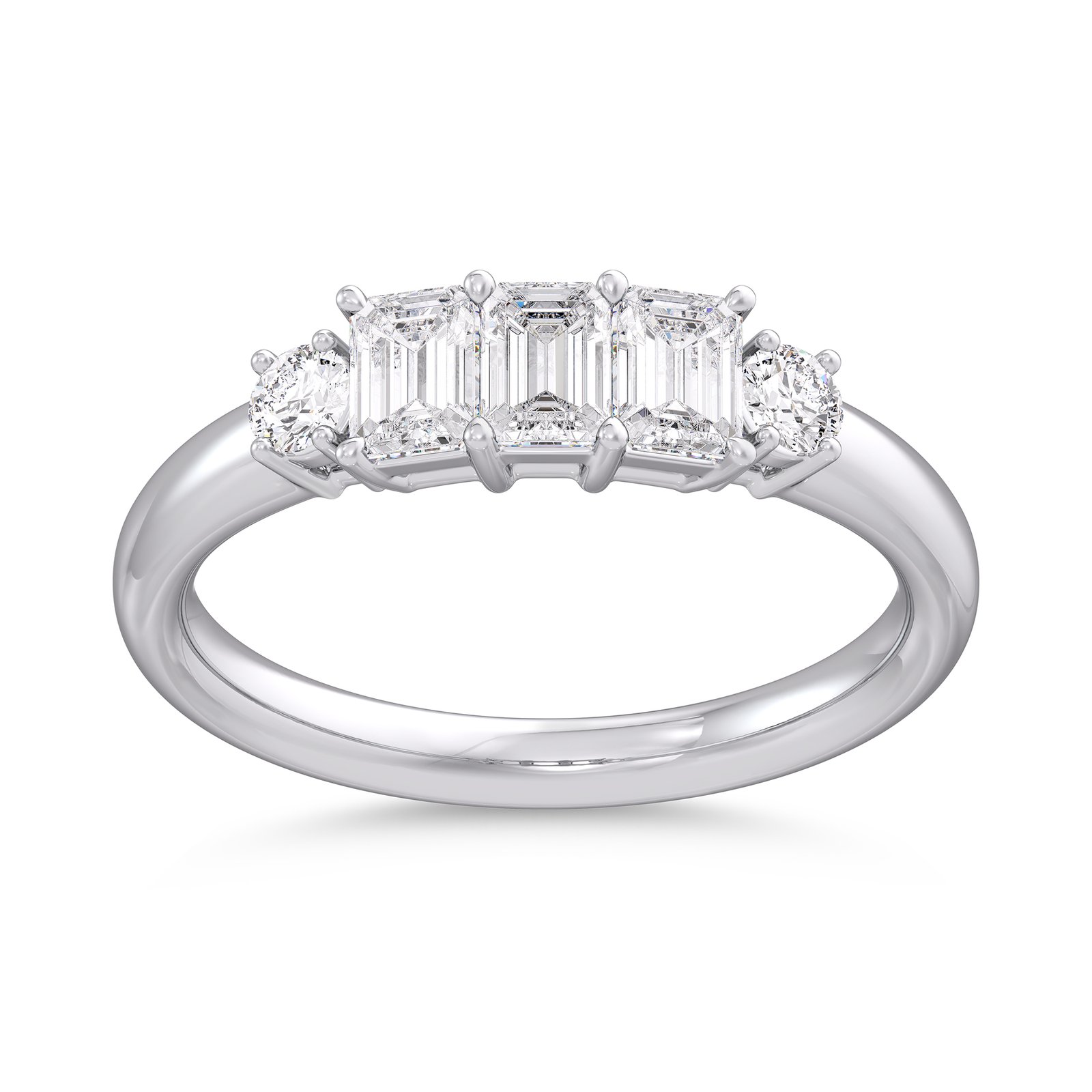 Five-Stone Baguette Diamond Ring with Tapered Accents