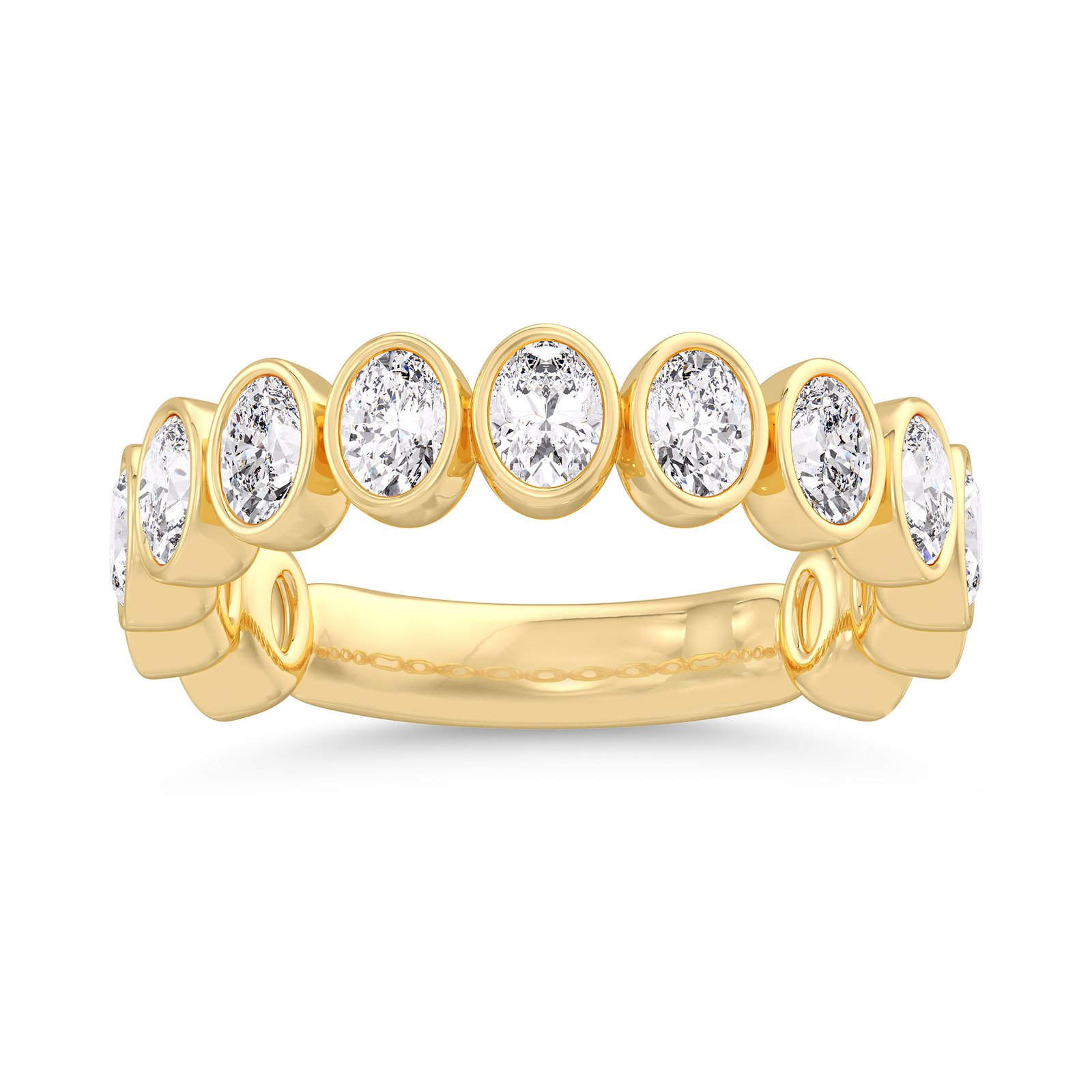 Oval Diamond Bezel-Set Wedding Band
