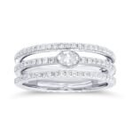 Bezel-Set Oval Diamond Multi-Row Fashion Ring