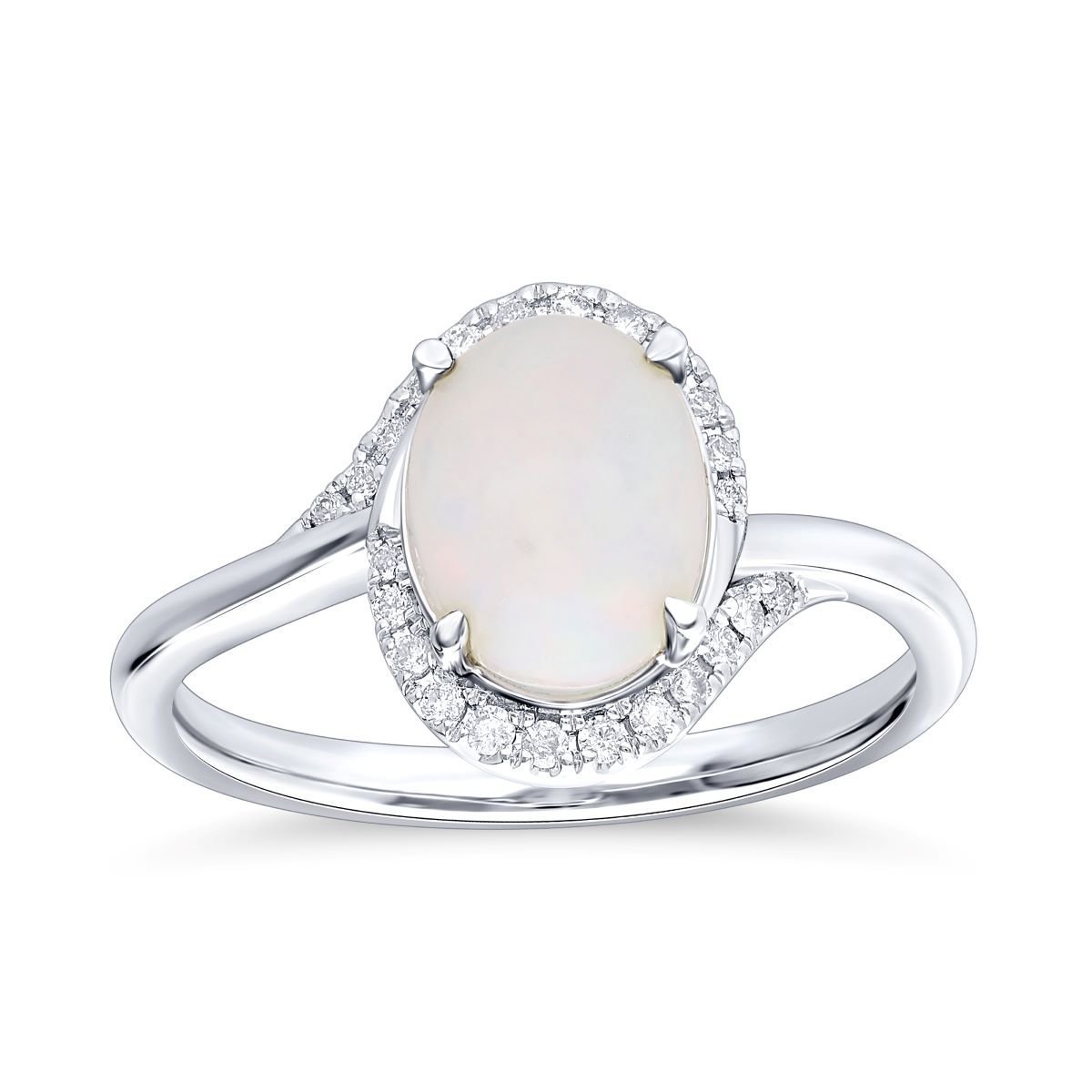 Opal & Diamond Halo Bypass Fashion Ring