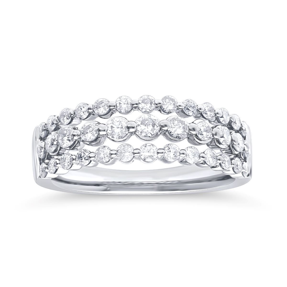 Multi-Row Bezel Shared Prong Diamond & Gemstone Band