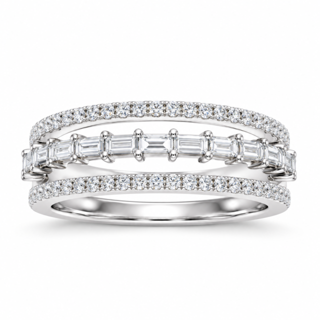 Baguette & Pavé Diamond Multi-Row Eternity Band