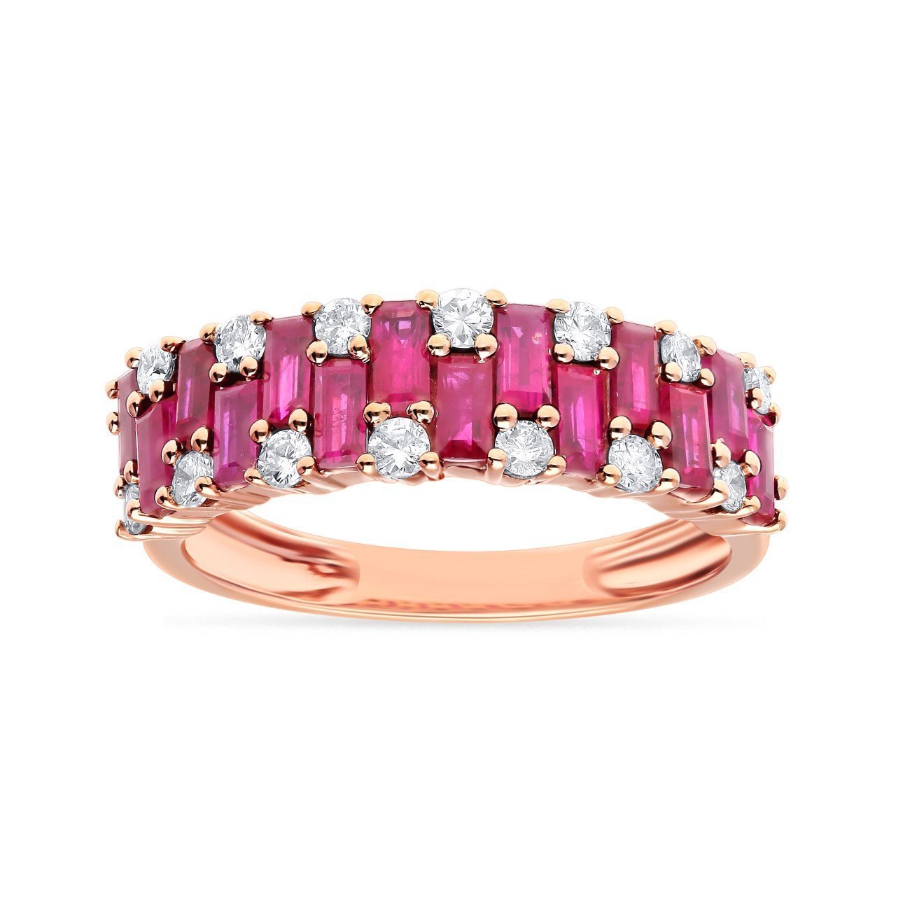 Gemstone & Diamond Channel-Set Baguette Eternity Band