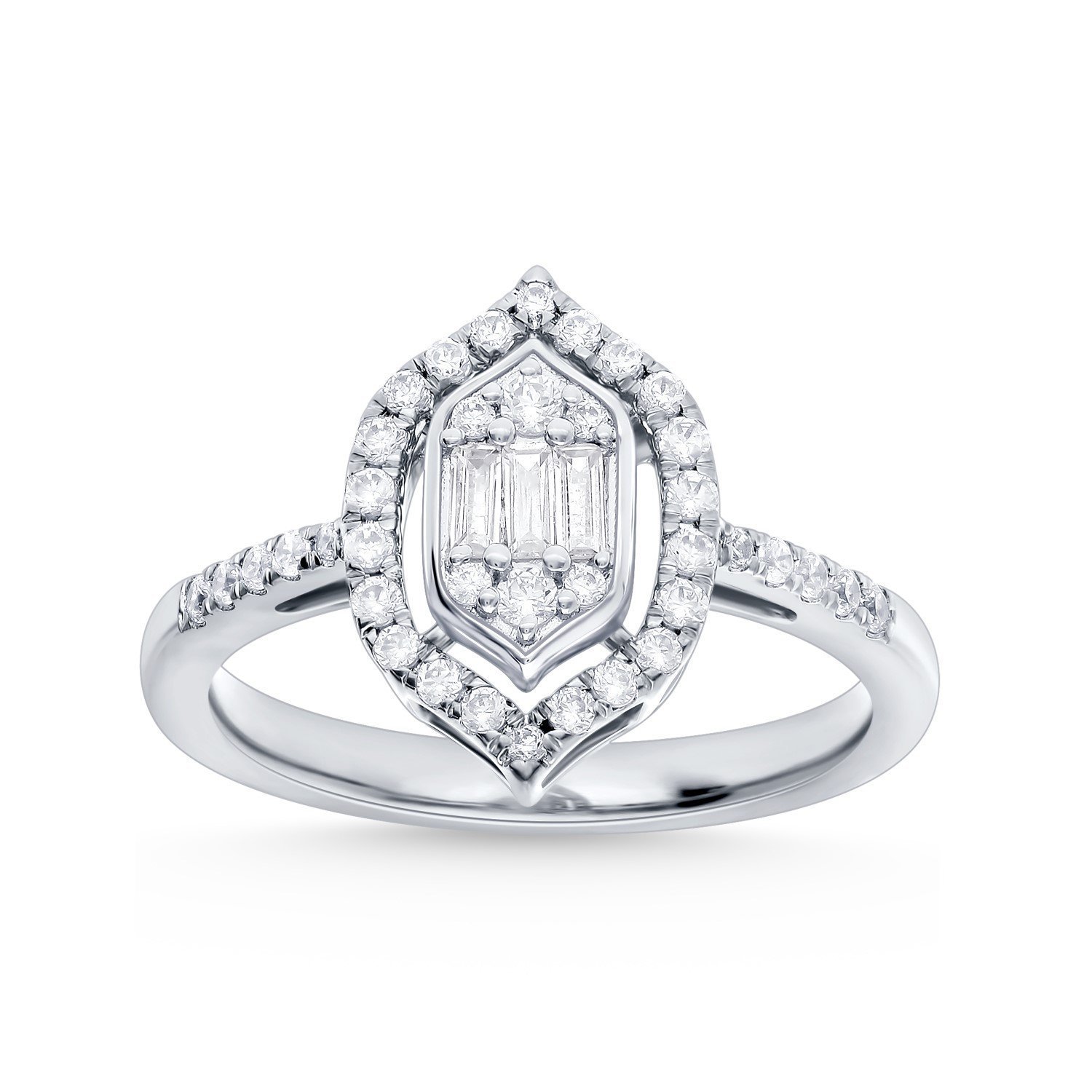 Vintage Geometric Halo Engagement & Statement Ring