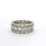 Wide Baguette Diamond Eternity Band with Pavé Accents