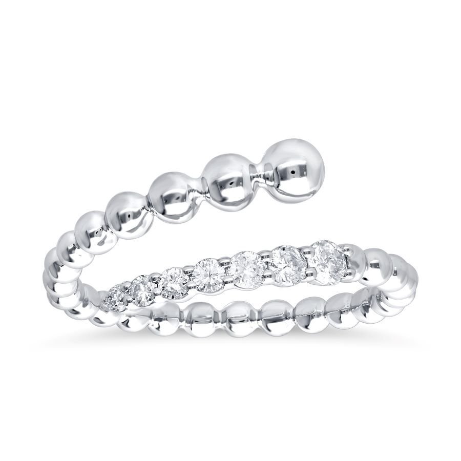 Beaded Diamond Stack Band in White Gold
